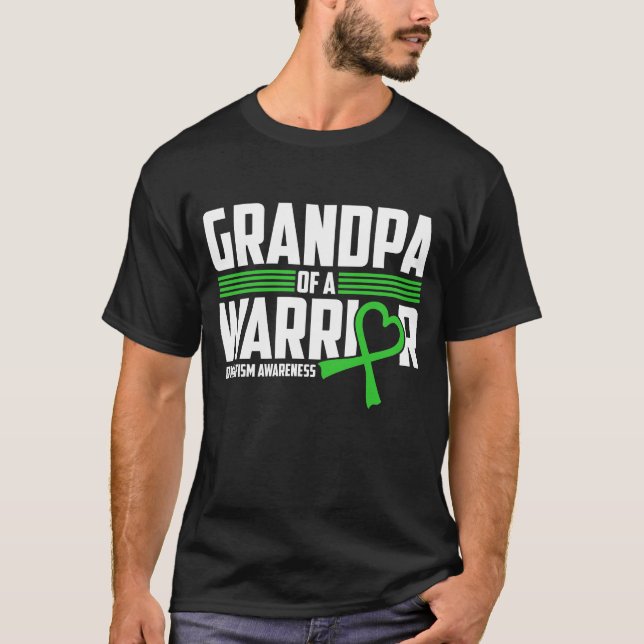 Grandpa Dwarfism Awareness Green Ribbon Little Peo T Shirt (Framsida)