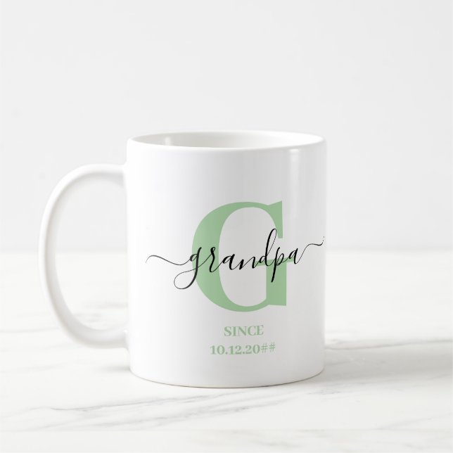 Grandpa Elegant Script Monogram Kaffemugg (Vänster)