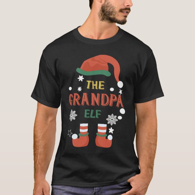Grandpa Elf Christmas Gnome Family Costume T Shirt (Framsida)