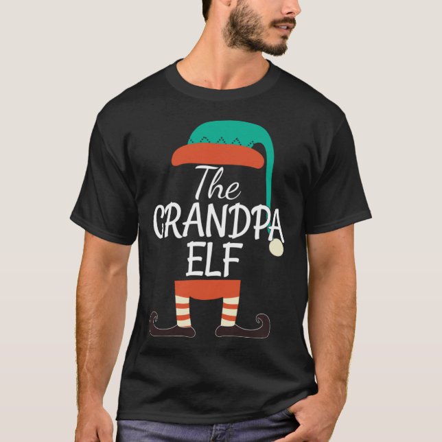Grandpa Elf Family Matching Group Christmas T Shirt (Framsida)