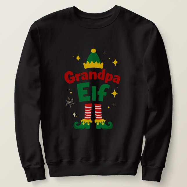 Grandpa Elf Holiday Matching Family Top Lång Ärmad Tröja (Design framsida)