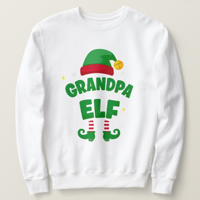 Grandpa Elf Holiday Matching Family Top Lång Ärmad Tröja (Design framsida)