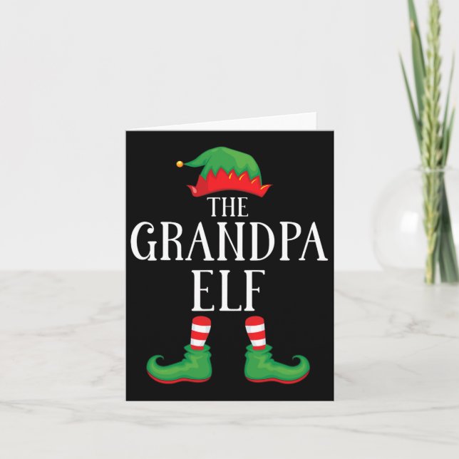 Grandpa Elf Matching Group Julafton Funny Family C Kort (Framsida)