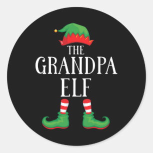 Grandpa Elf Matching Group Julafton Funny Family C Runt Klistermärke