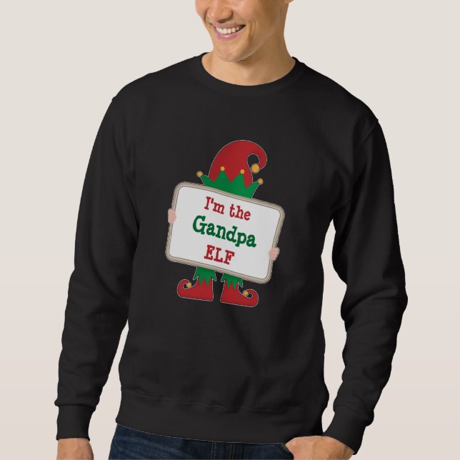 Grandpa Elf | Personlig Jul Elf T-Shirt Lång Ärmad Tröja (Framsida)