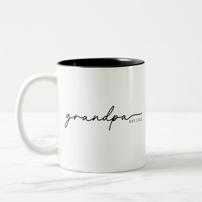 Grandpa Est 20XX Mug – Proud Grandpa Coffee Gift Två-Tonad Mugg (Vänster)