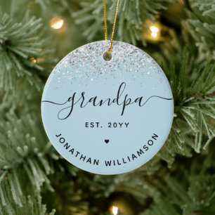 Grandpa Est Glitter Confetti Anpassningsbar Grandp Julgransprydnad Keramik