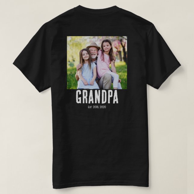 Grandpa Established Photo Grunge text T-Shirt (Design baksida)