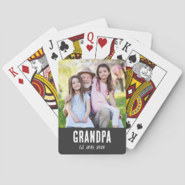 Grandpa Established White grunge Script Photo Casinokort