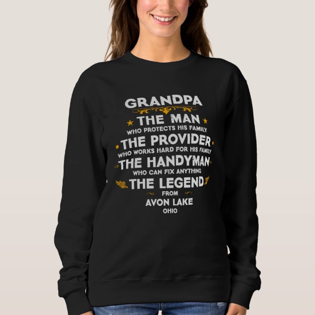 Grandpa family Quote USA City Avon Lake Ohio T Shirt (Framsida)