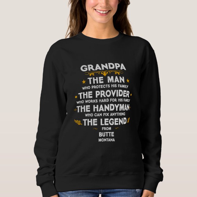 Grandpa family Quote USA City Butte Montana T Shirt (Framsida)