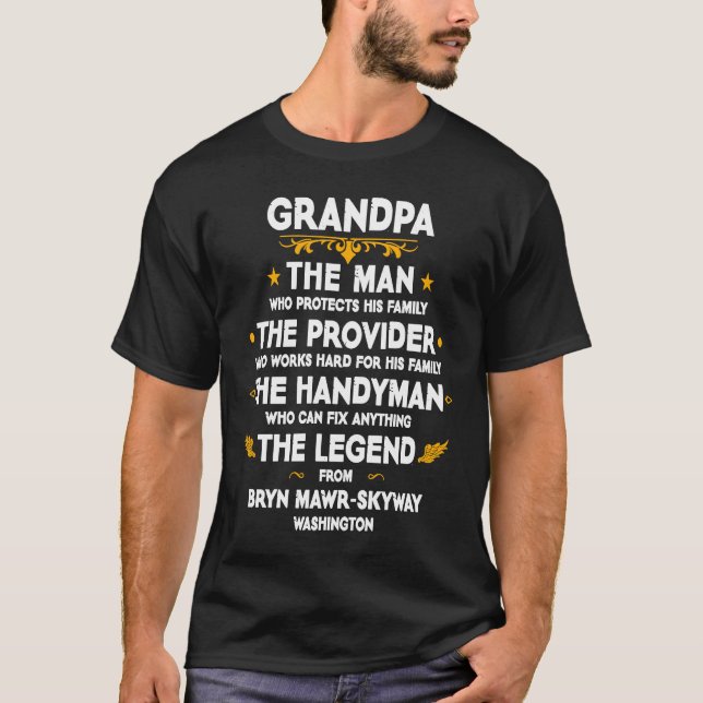 Grandpa family USA City Bryn Mawr Skyway Washingto T Shirt (Framsida)