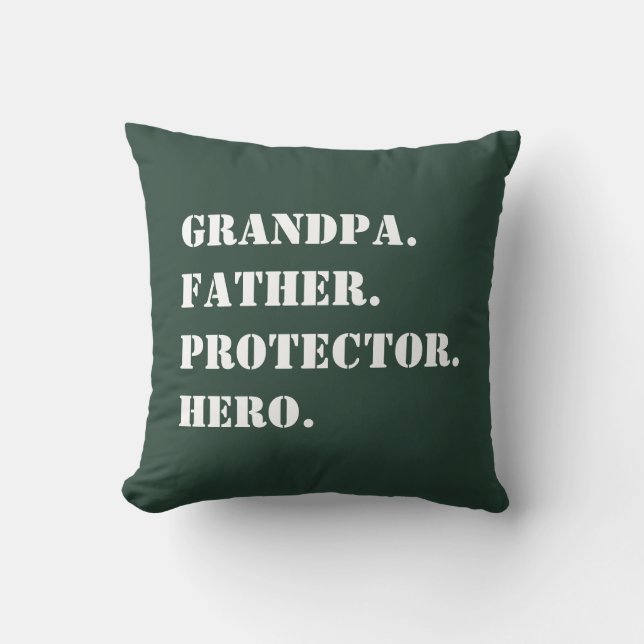 Grandpa Far Protector Hero Text Fars dag Kudde (Framsida)