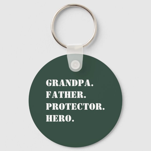 Grandpa Far Protector Hero Text Fars dag Nyckelring (Framsida)