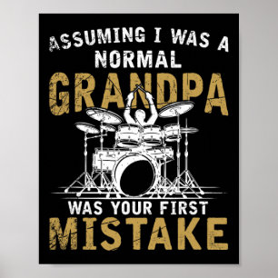 Grandpa Fars dag Music Gift Drums Poster