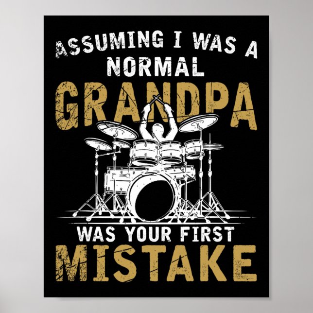 Grandpa Fars dag Music Gift Drums Poster (Framsidan)