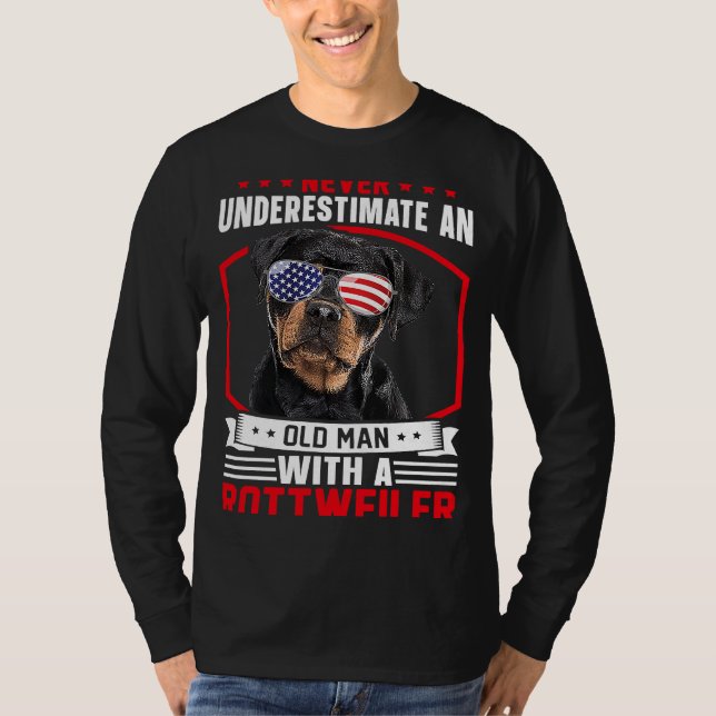 Grandpa Father Dog  Never Underestimate Old man Ro T Shirt (Framsida)