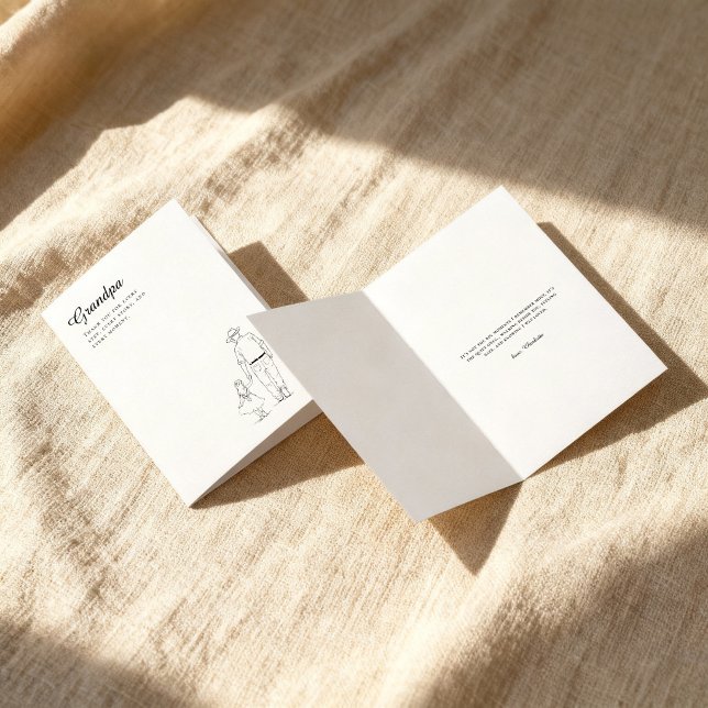 Grandpa From Granddaughter Minimal Line Art Kort (Skapare uppladdad)