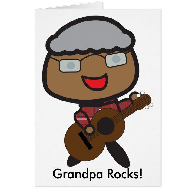 Grandpa Funny Guitar Black Personlig Hälsningskort (Framsidan)