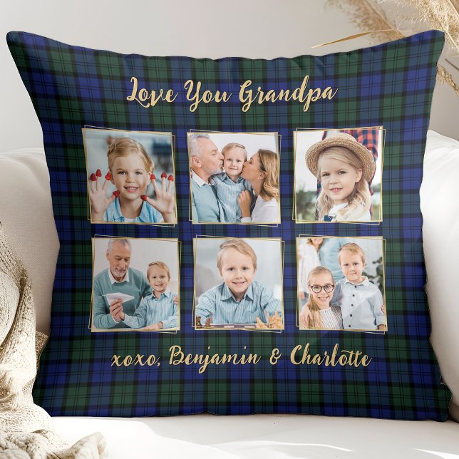 Grandpa Gift Anpassningsbar Photo Collage Helgdag  Kudde (Skapare uppladdad)