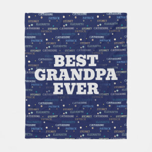 Grandpa Gift Grandchildren 3-4 Namn Fleecefilt