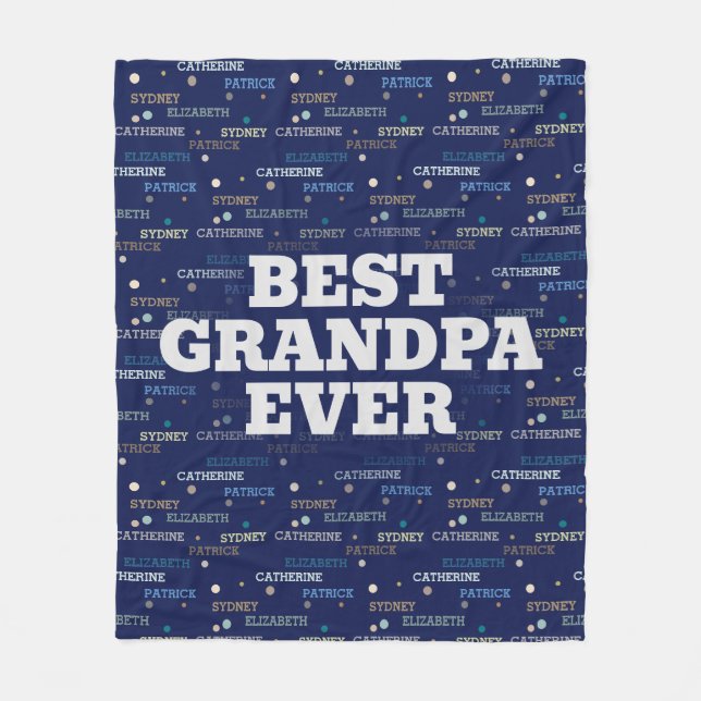 Grandpa Gift Grandchildren 3-4 Namn Fleecefilt (Framsidan)