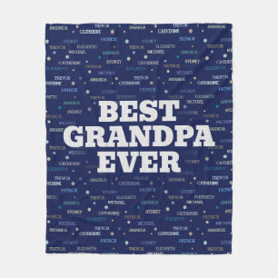 Grandpa Gift Grandchildren 5-7 Namn Fleecefilt