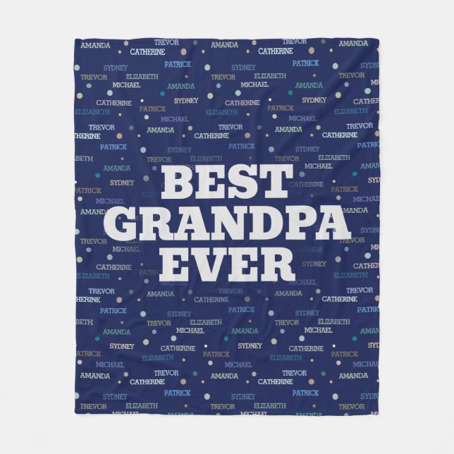 Grandpa Gift Grandchildren 5-7 Namn Fleecefilt (Framsidan)