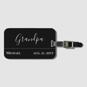 Grandpa Gift- Modern Jet Black Personlig Bagagebricka