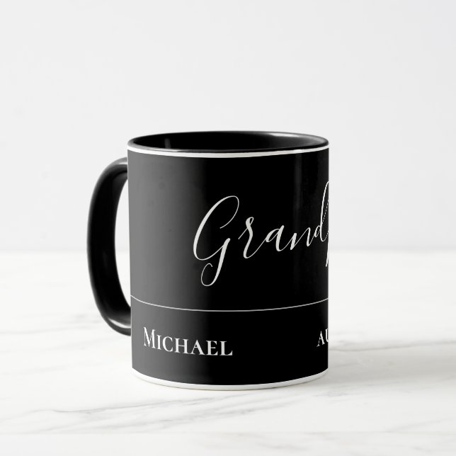 Grandpa Gift- Modern Jet Black Personlig Mugg (Framsida vänster)