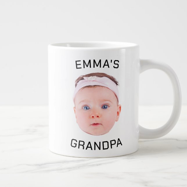 Grandpa Gift Mugg, Anpassningsbar Baby Ansikte, Ph Jumbo Mugg (Höger)