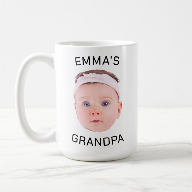 Grandpa Gift Mugg, Anpassningsbar Baby Ansikte, Ph Kaffemugg (Vänster)