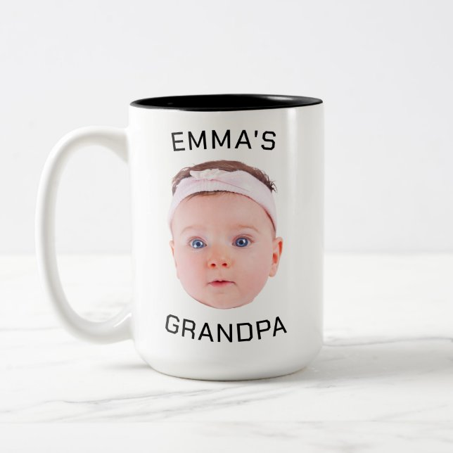 Grandpa Gift Mugg, Anpassningsbar Baby Ansikte, Ph Två-Tonad Mugg (Vänster)