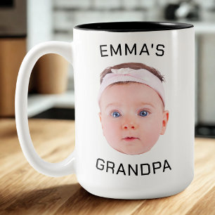 Grandpa Gift Mugg, Anpassningsbar Baby Ansikte, Ph Två-Tonad Mugg