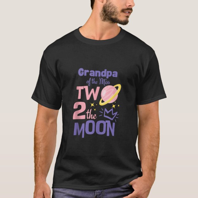 Grandpa Girl TWO 2 Måne Space Astronaut Pastel 2:a T Shirt (Framsida)
