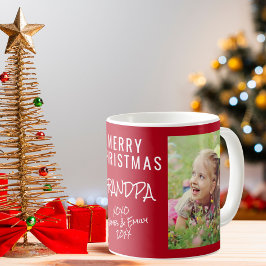 Grandpa God jul Red Photo Kaffemugg