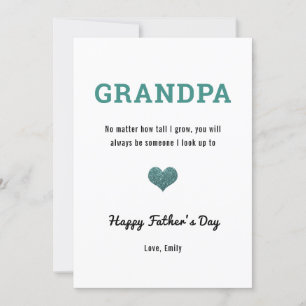 Grandpa Grandad Fars dag sött hjärta glitter Kort