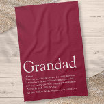 Grandpa Grandad Papa Definition Fun Burgundy Kökshandduk<br><div class="desc">Personalise for your special grandpa,  grandad,  grandfather,  papa or pops to create a unique gift for Farther's day,  birthdays,  Christmas or any day you want to show how much he means to you. A perfect way to show him how amazing he is every day. Designed by Thisisnotme©</div>