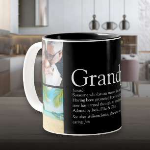 Grandpa Grandad Pappa Definition 4 Photo Black Två-Tonad Mugg