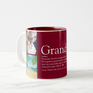 Grandpa Grandad Pappa Definition 4 Photo Burgundy Två-Tonad Mugg