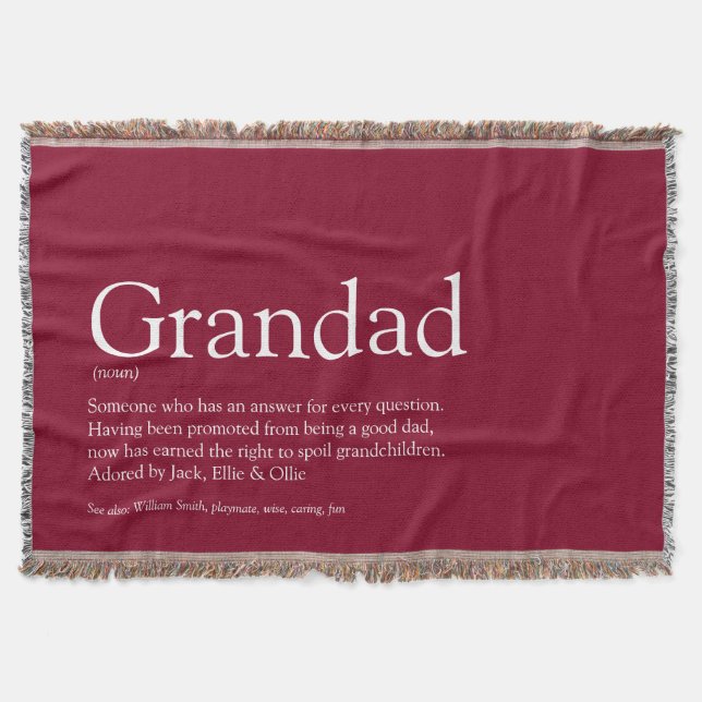 Grandpa Grandad Pappa Definition Burgundy Filt (Framsidan)