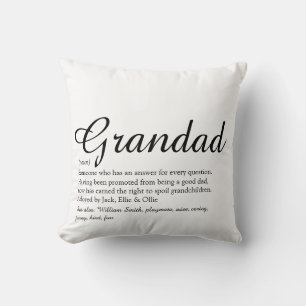 Grandpa, Grandad, Pappa Definition Modern Script Kudde
