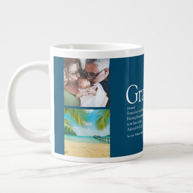 Grandpa Grandad Pappa Definition Photo Collage Jumbo Mugg (Vänster)