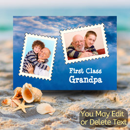 Grandpa Grandfather First Class Grandpa Text Photo Kort