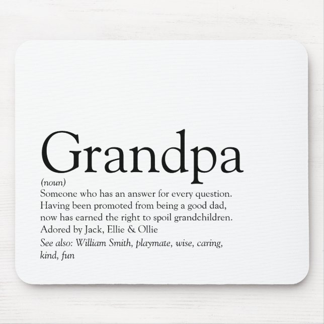 Grandpa Grandfather Grandad Pappa Definition Rolig Musmatta (Framsidan)