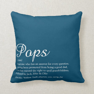 Grandpa, Grandfather, Pappa Definition Script Blue Kudde