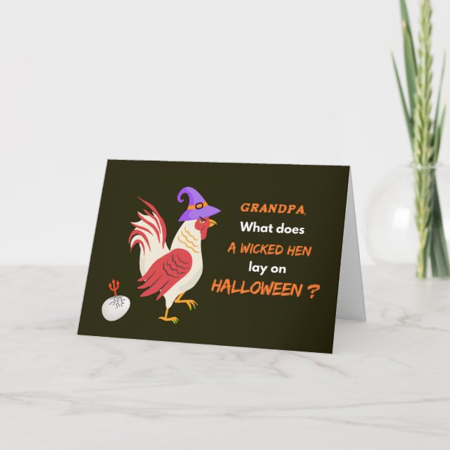 Grandpa Halloween med Wicked Hen och Deviled Egg Kort (Framsida)