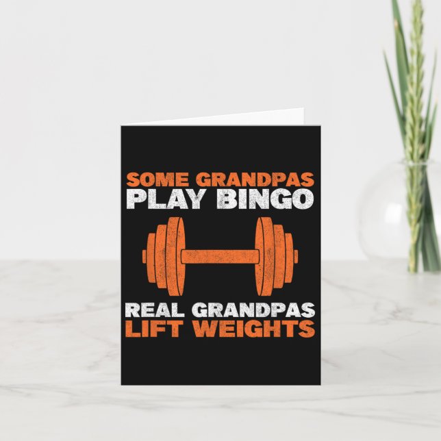 Grandpa Hiss Weights Bodybuilding Grandfather Weig Kort (Framsida)