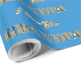 Grandpa I Kärlek You Blue Guld Sparkles Typography Presentpapper