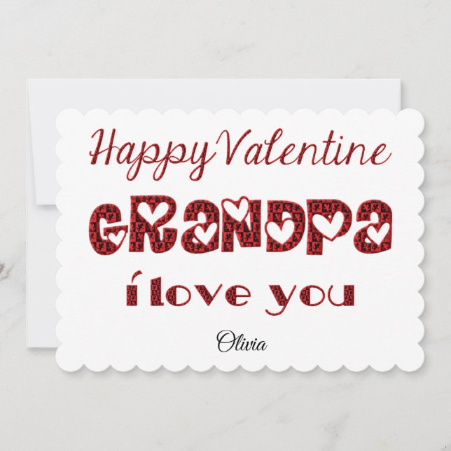 Grandpa I Kärlek You Cute Cupid Typography Valenti Julkort (Framsida)